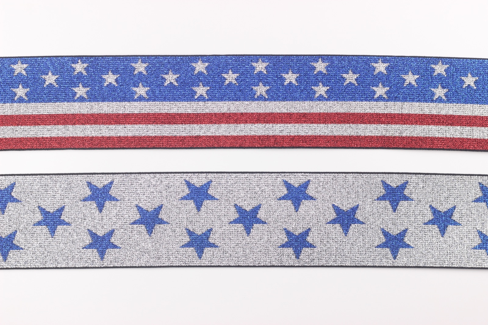 Metallic Star-and-Stripe Jacquard Elastic