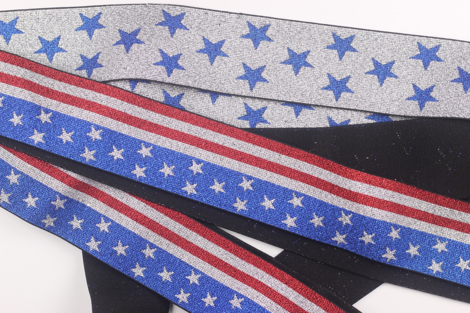 Metallic Star-and-Stripe Jacquard Elastic - Front