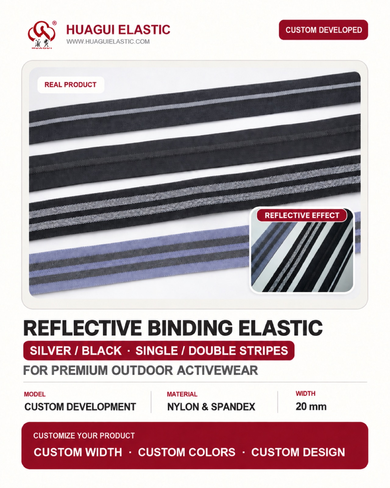 Reflective Binding Elastic - Application